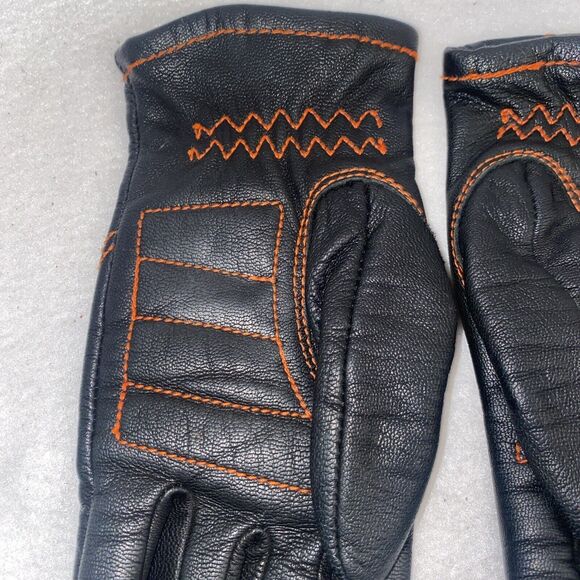 HARLEY DAVIDSON Goatskin Women's Black Leather Motorcycle Riding Gloves Small - Picture 3 of 8